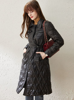 Turn-down Collar Button-down Quilted Down Coat
