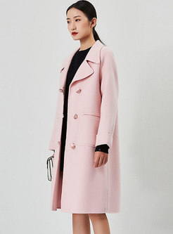 Casual Single-breasted Straight Woolen Overcoat