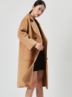 Double-breasted Straight Wool Overcoat