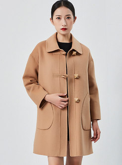 Retro Single-breasted Straight Wool Overcoat