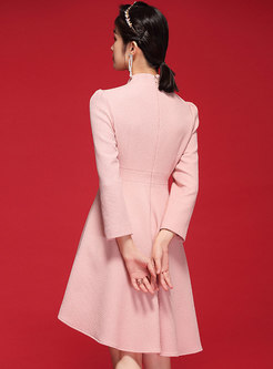 Mandarin Collar Asymmetric Improved Cheongsam Short Dress