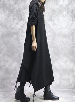Hooded Long Sleeve Plus Size Shift Dress