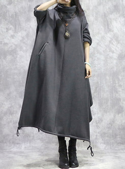 Hooded Long Sleeve Plus Size Shift Dress