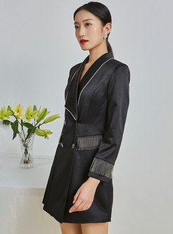 Lapel Double Breasted Straight Blazer