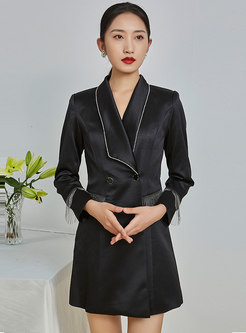 Lapel Double Breasted Straight Blazer