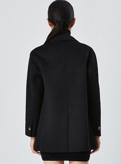 Casual Single-breasted Straight Wool Coat