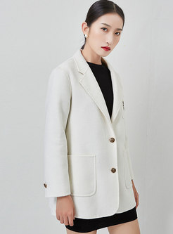 Casual Single-breasted Straight Wool Coat