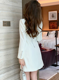Long Sleeve Double-breasted Mini Blazer Dress