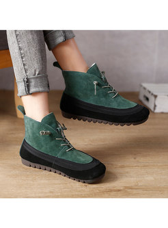 Color-blocked Shearling Lined Snow Boots