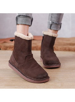 Cowhide Shearling Lined Flat Snow Boots