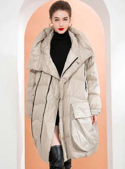 Hooded Plus Size Midi Puffer Coat