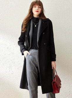 Stylish Double-breasted Long Wool Peacoat