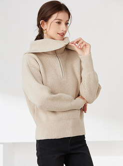 Turn Down Collar Casual Sweater