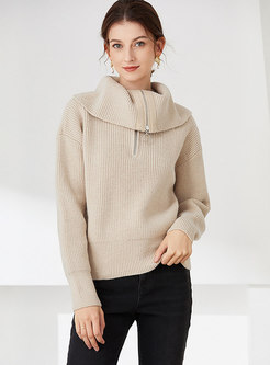 Turn Down Collar Casual Sweater