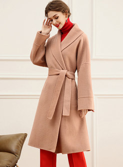 Lapel Straight Knee-length Wool Overcoat