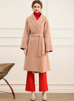 Lapel Straight Knee-length Wool Overcoat