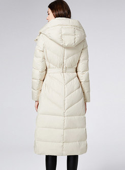 Brief Removable Hooded Long Down Coat