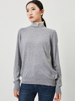 Mock Neck Long Sleeve Pullover Sweater