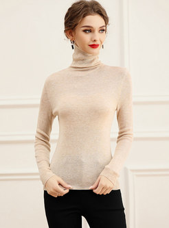 Turtleneck Long Sleeve Pullover Slim Sweater