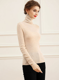 Turtleneck Long Sleeve Pullover Slim Sweater