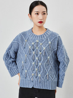 Tassel Plaid Winter Pullover Sweater