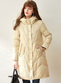 Brief Hooded Shiny Loose Down Coat
