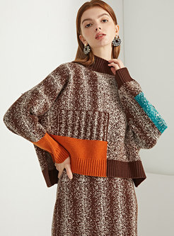 Color-blocked Jacquard Wool Cropped Sweater