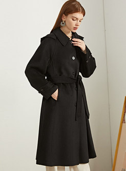 Turn-down Collar Single-breasted Wool Overcoat