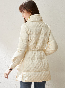 Turn-down Collar Drawstring A Line Quilted Down Coat