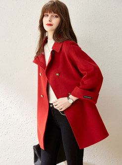 Double-breasted Wool Straight Peacoat