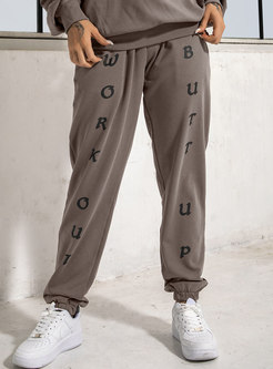 Casual High Waisted Letter Print Sweatpants