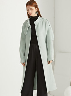 Straight Single-breasted Long Wool Coat