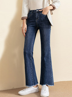 High Waisted Removable Down Lined Flare Jeans