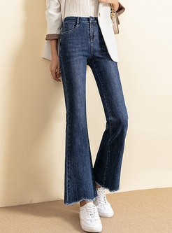 High Waisted Removable Down Lined Flare Jeans