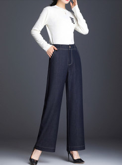 High Waisted Plus Size Wide Leg Jeans