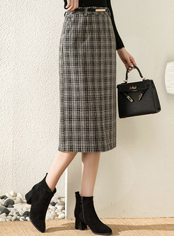 Plaid Tweed Plus Size Skirt