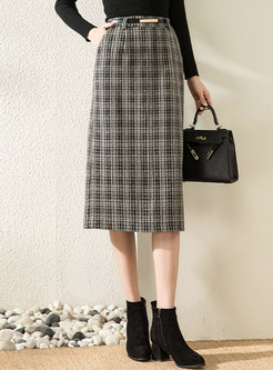 Plaid Tweed Plus Size Skirt