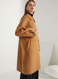 Turn-down Collar Wool Single-breasted Loose Overcoat