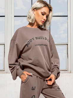 Casual Letter Print Pullover Loose Sweatshirt