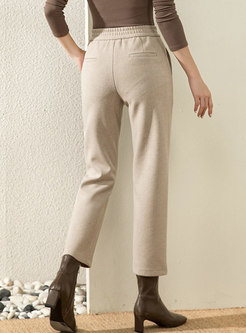 Casual High Waisted Straight Cropped Pants