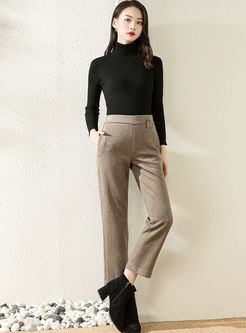 Casual High Waisted Straight Cropped Pants