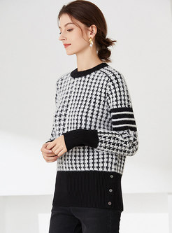 Crew Neck Imitation Mink Velvet Pullover Sweater