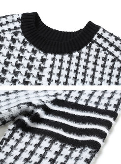 Crew Neck Imitation Mink Velvet Pullover Sweater