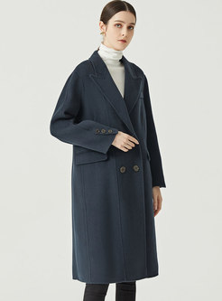 Brief Flap Pockets Double-breasted Long Peacoat