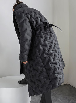 Mock Neck Wrap Long Quilted Coat