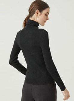 Turtleneck Long Sleeve Slim Wool Sweater