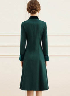 Long Sleeve Velvet Patchwork Blazer Dress