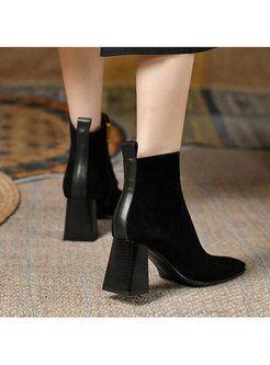Square Toe Chunky Heel Winter Ankle Boots