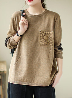 Crew Neck Long Sleeve Pullover Loose Sweater