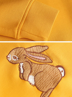 Casual Crew Neck Animal Embroidered Sweatshirt